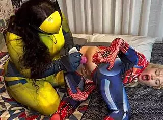 Wolverine and Spider-Woman can't stop licking and cumming!