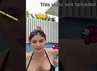 Ana Jalandoni Shows Off in Bikini Downblouse Tease