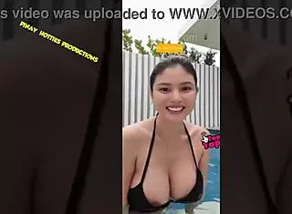 Ana Jalandoni Shows Off in Bikini Downblouse Tease