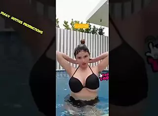 Ana Jalandoni Shows Off in Bikini Downblouse Tease