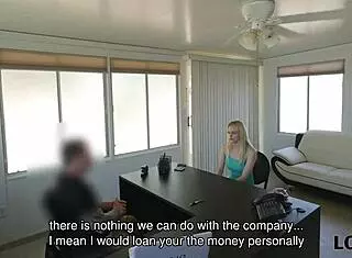 Loan4k pretty blonde Allie Rae charms loan agent for deal