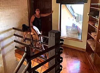 Dominatrix Mistress April Binds Ebony Slave Rose