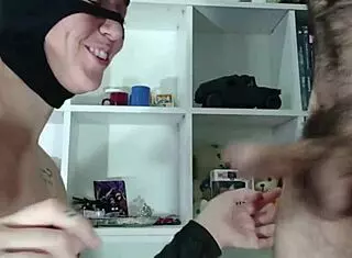 My stepsister gives impressive deepthroat to my huge cock!