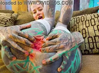 Tattooed Girl Feels Intense Solo Anal Pleasure