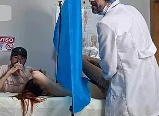 husband takes wife to clandestine gynecologist where she gets blindfolded and clothes ripped for cum on ass