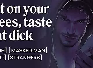 Intense emotions at Halloween party as masked man fucks stranger with sloppy blowjob and creampie