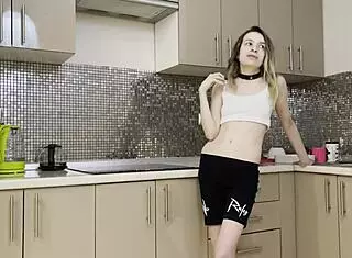 stepsisters getting rough anal in kitchen by brother's friend 😏