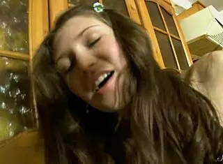 teen brunette pauline frisky with oily dildo