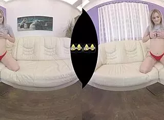 Vr piss play and dildo fucking on sofa