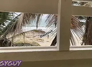 Ebony Wife Flashes Pussy at Beach House
