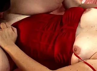 French amateur in red satin bra fucks hard!