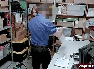 20yo redhead shoplifter's intense encounter with store officer