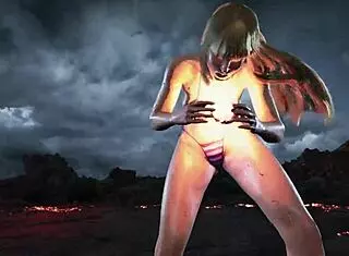 I play with Lili's big tits in bikini during the game. Tormenting her boobs and teasing her body