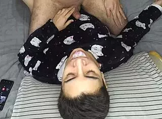 Handjob and CUM Mouthful Before BED