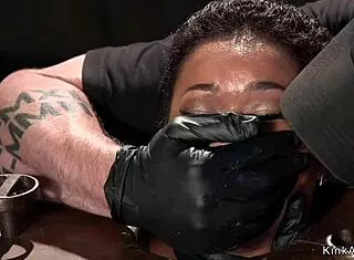 Small Tits Ebony Sub Bound And Deepthroated Roughly