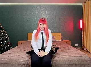 Femdom Makima seduces you in roleplay, leading to a tight pussy creampie! 😈