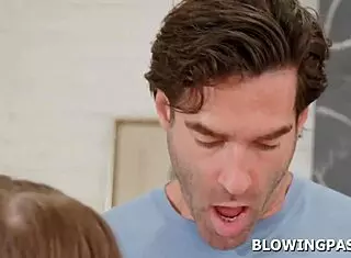 Teen Babe Delivers Intense Sloppy Blowjob to Crew, Licking Balls and Sucking Cock