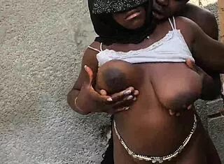 woman with nice boobs outdoors