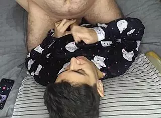 Handjob and CUM Mouthful Before BED