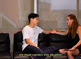 I attend to stepmother and stepson in my office, and we fuck with wet pussy.