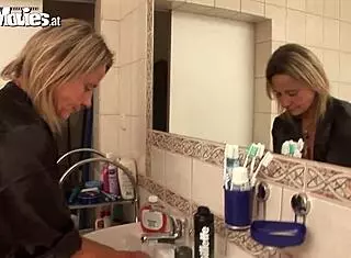 German Granny Shaves Herself For The Plumber's Visit