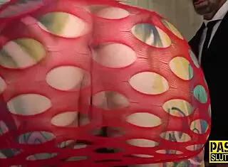 tattooed submissive slut throating deep, gagging on cock