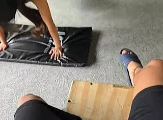 Helping teen in gym leads to rough doggystyle sex