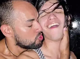 Well-endowed pushes twink hard in glory hole for cum in mouth