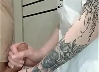 Stepmom's Friend Jerks Off Dick at House Party