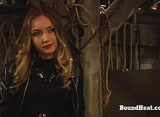 Curvy lesbian slave bound and fingered by dominant madame in ecstasy