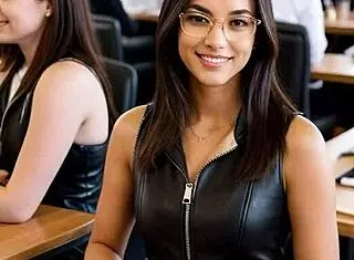 Bored Business Bitch in Leather Office Action