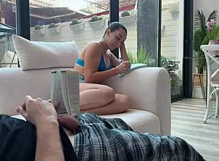 Step Sister Joins Jerk Off Masturbate To Orgasm Blowjob Cum In Mouth Swallow