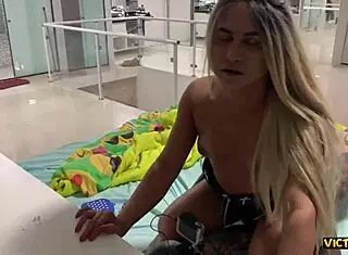 Blonde Shemale Moaning Loudly In Crossdressing Part 2!