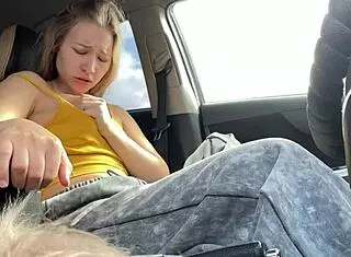 young milf squirts hard in public car during masturbation orgasm 🚗💦