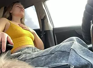 young milf squirts hard in public car during masturbation orgasm 🚗💦