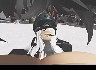 i explore snowy forest with blonde in nature setting