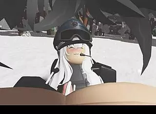 i explore snowy forest with blonde in nature setting