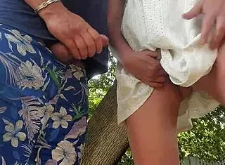 Mutual Masturbation Outdoors with Stepsis, Cumming on Her Pussy