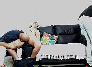 Stepfather Humiliates Son's Girlfriend With Blowjob And Fingering