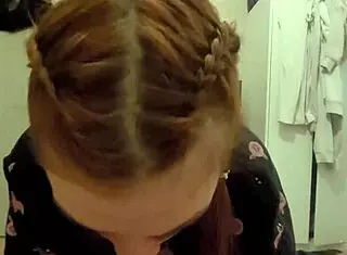 Red head roommate sucks my dick and swallows cum