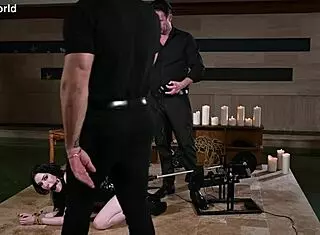 Kinky bdsm babe anna de ville endures rough airtight double penetration pounding by pool