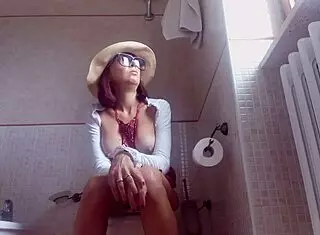 I Feel So Exposed on the Toilet! Hidden Cam Catches My Brunette Farts and Topless Moments!