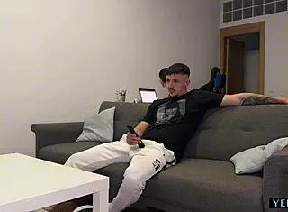 She invites her asian latina friend home to watch a movie, then roughly fucks her in a quickie session focusing on her ass and brunette features