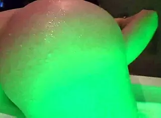 Petite girl playing naked in hot tub wow