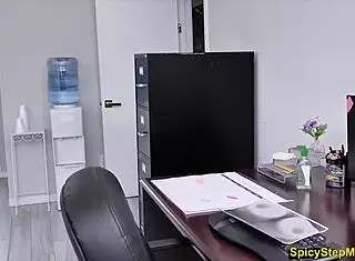 New boss nymph milf sex machine fucks me on first day in office with blowjob and heels