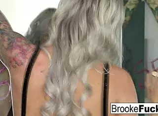 Brooke Brand takes a massive English cock in her pussy and ass