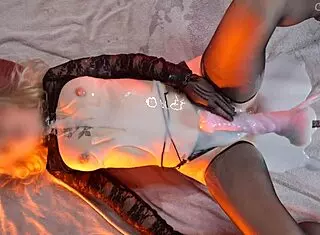 cum covered girl moans and cums from huge loads of cum