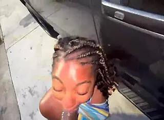 Married girl sucks trucker dick in parking lot like slut