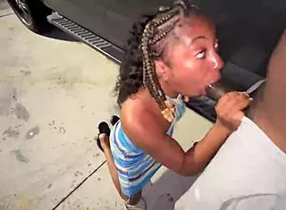 Married girl sucks trucker dick in parking lot like slut