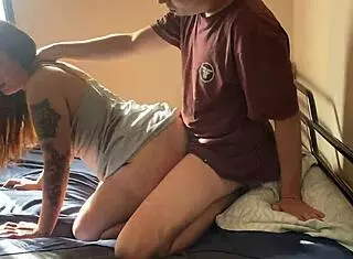 College Classmate Bent Over for Doggystyle Blowjob.